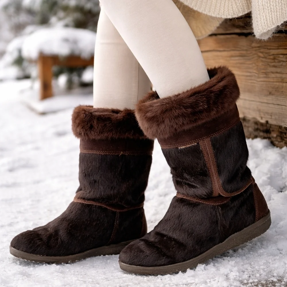 Tecnica Italy Genuine Fur Shearling Lined Winter Boots  EU 40 Après Ski Cozy